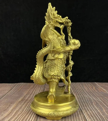China seiko brass east sea dragon king crafts statue