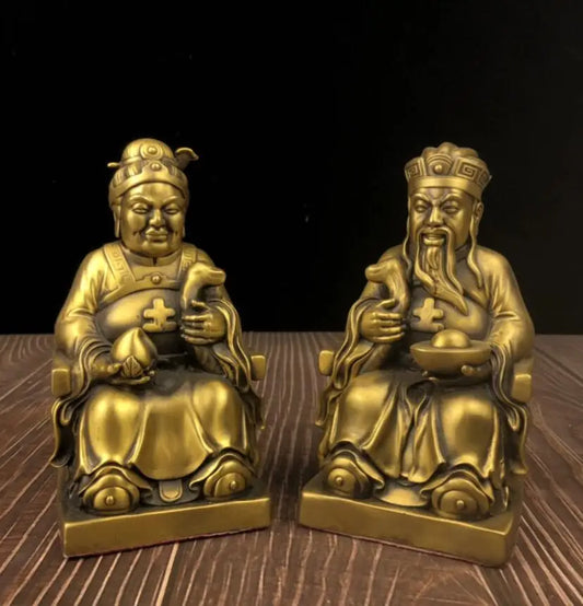 China seiko brass land god crafts statue A pair