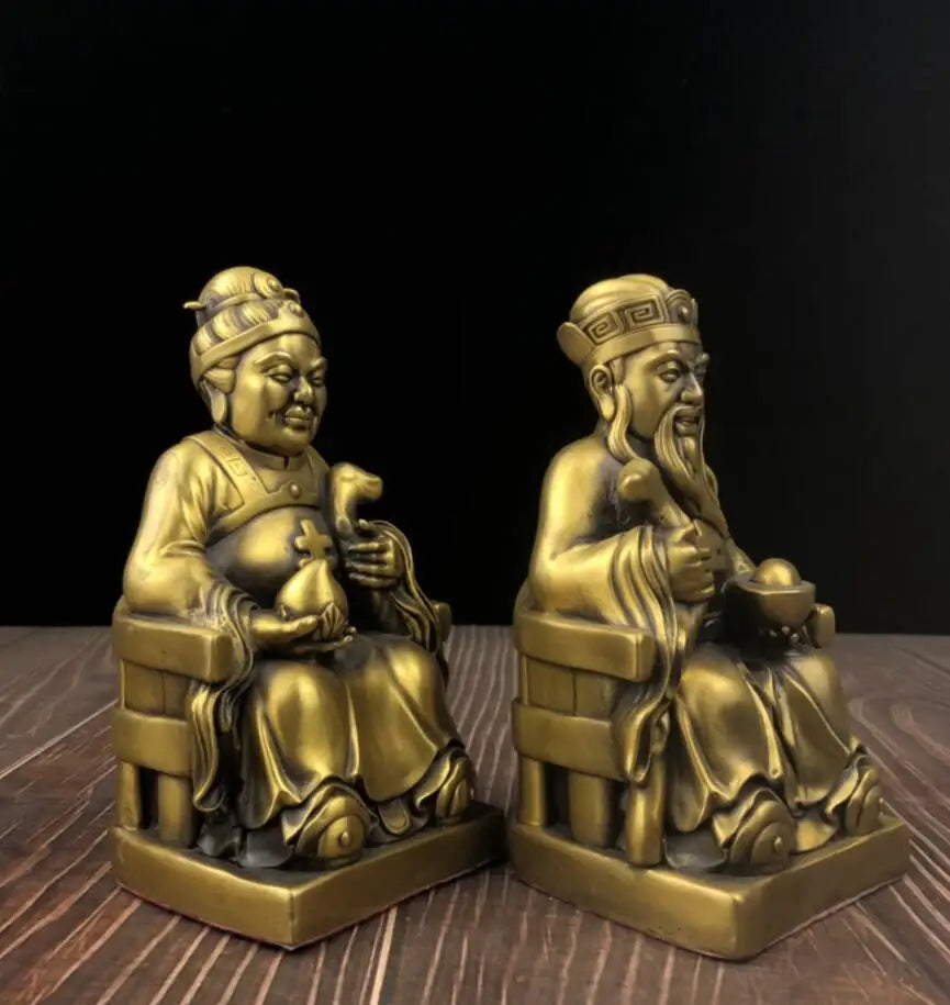 China seiko brass land god crafts statue A pair