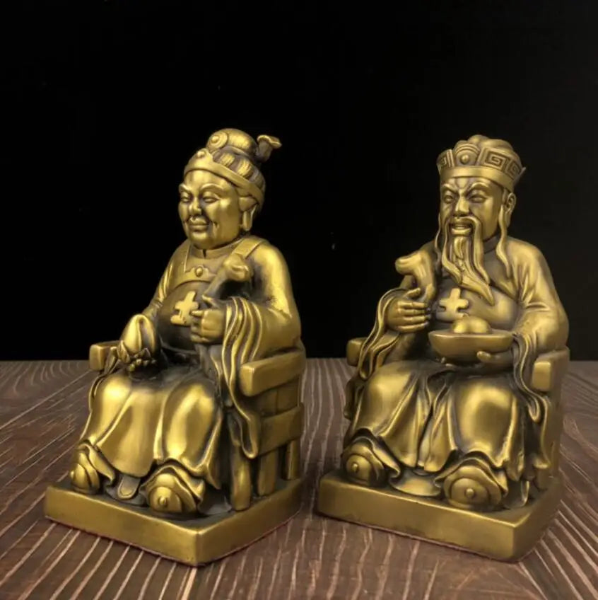 China seiko brass land god crafts statue A pair