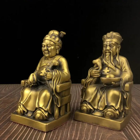 China seiko brass land god crafts statue A pair