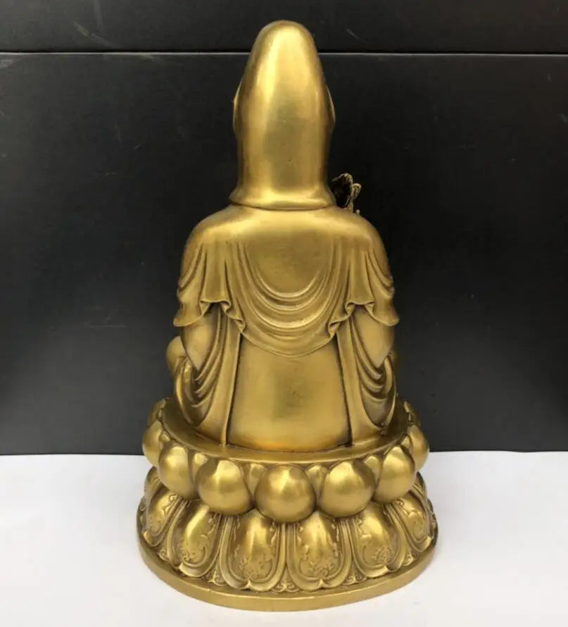 China seiko brass lotus Guanyin bodhisattva crafts statue
