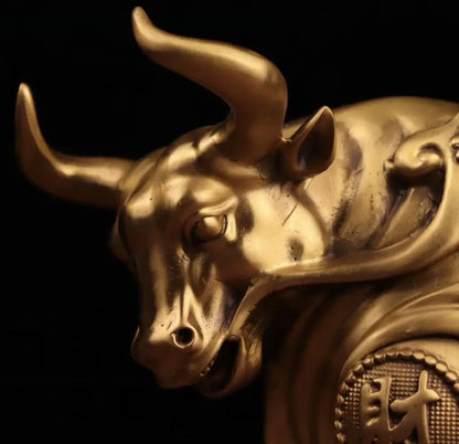 China seiko brass money cow wealth crafts statue