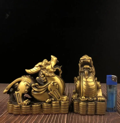 China seiko brass mythical wild animal crafts statue A pair