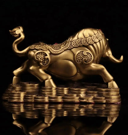 China seiko brass recruit wealth cow crafts statue