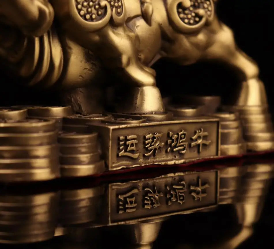 China seiko brass recruit wealth cow crafts statue