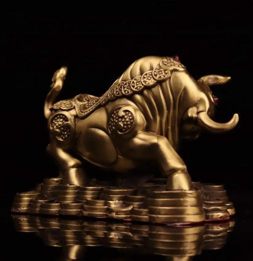 China seiko brass recruit wealth cow crafts statue