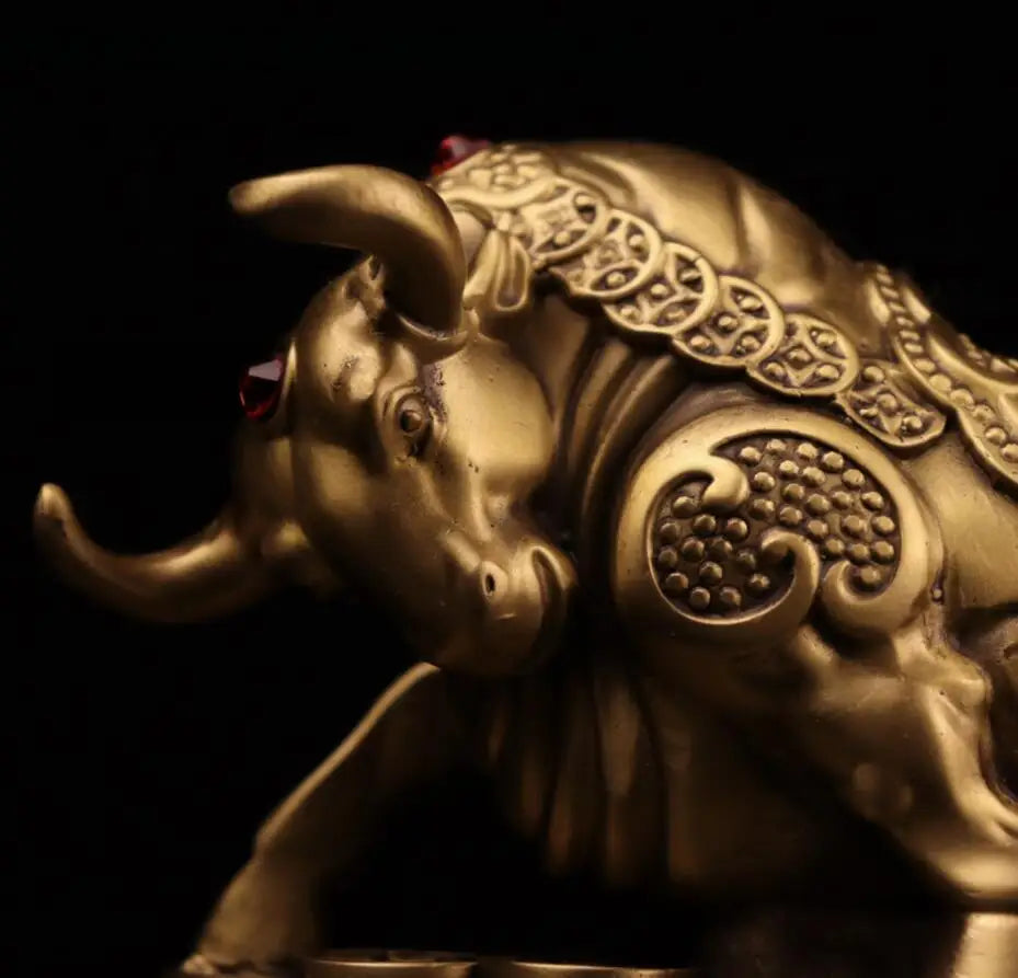 China seiko brass recruit wealth cow crafts statue