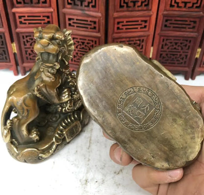 China seiko brass recruit wealth mythical wild animal crafts statue A pair