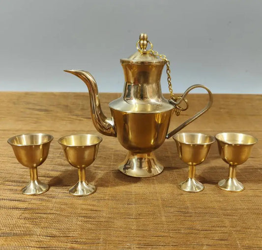 China seiko brass wine pot and wine cup crafts statue A set