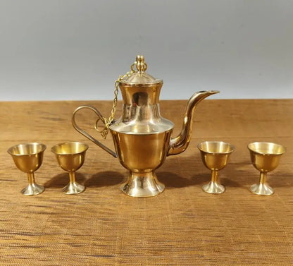 China seiko brass wine pot and wine cup crafts statue A set