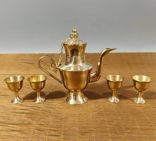 China seiko brass wine pot and wine cup crafts statue A set