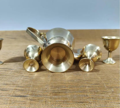 China seiko brass wine pot and wine cup crafts statue A set