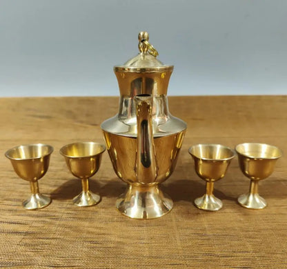 China seiko brass wine pot and wine cup crafts statue A set