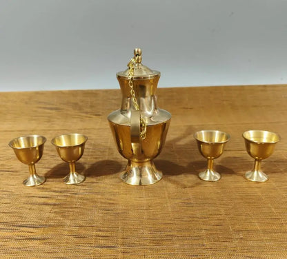 China seiko brass wine pot and wine cup crafts statue A set