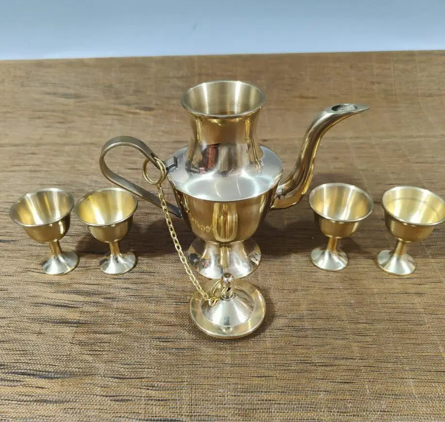 China seiko brass wine pot and wine cup crafts statue A set