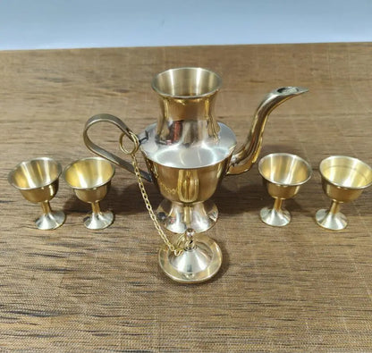 China seiko brass wine pot and wine cup crafts statue A set