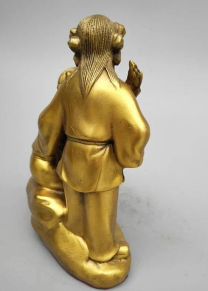 China seiko carving Pure brass Two fairy statue