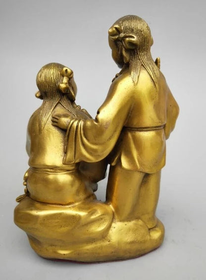 China seiko carving Pure brass Two fairy statue