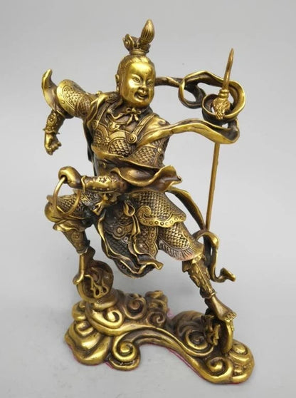 China seiko carving Pure brass nezha (a mythological person's ) statue