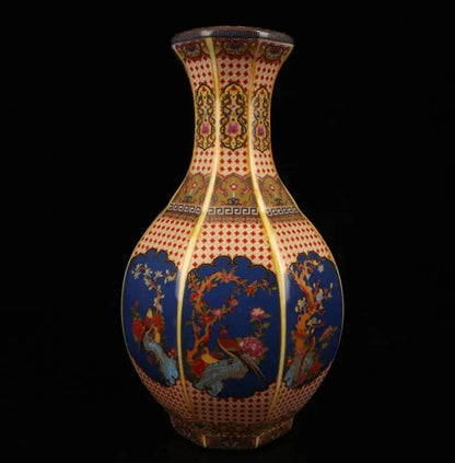 China seiko ceramic Flowers birds six parties vase crafts statue