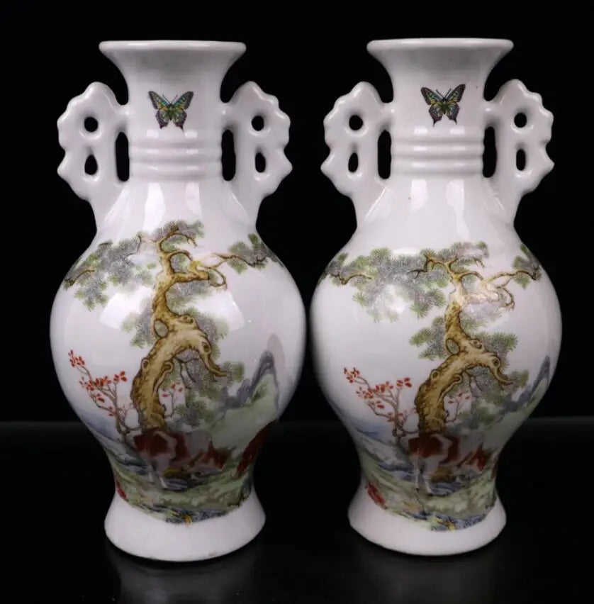 China seiko ceramic double ear vase crafts statue A pair