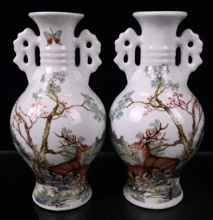 China seiko ceramic double ear vase crafts statue A pair