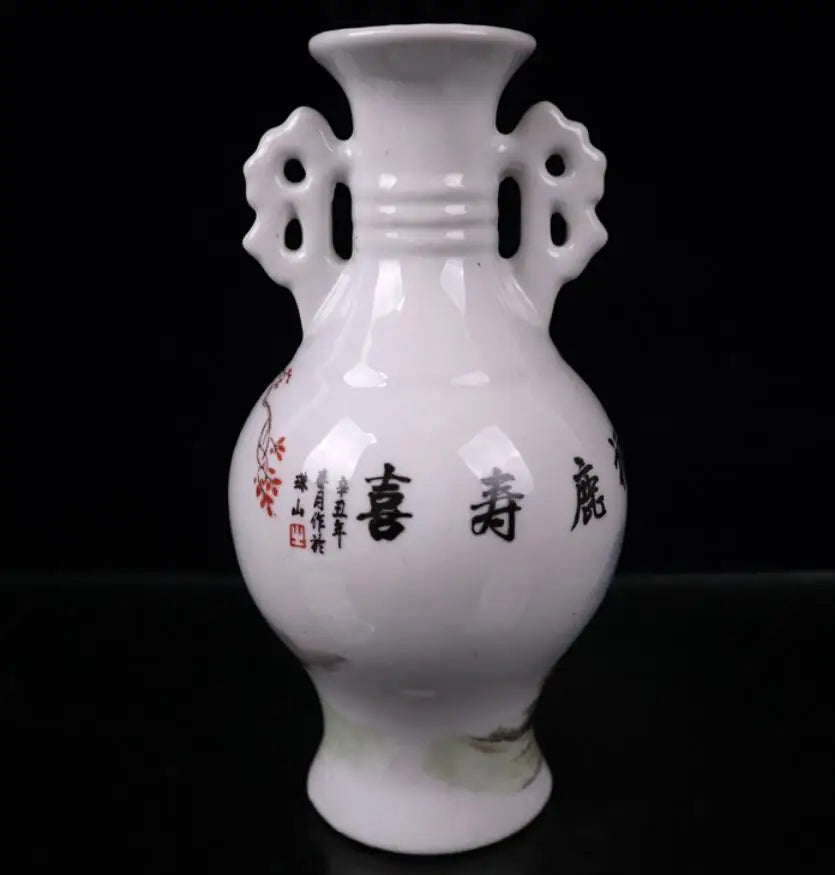 China seiko ceramic double ear vase crafts statue A pair