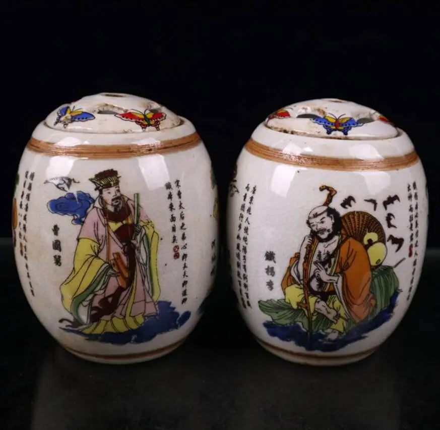 China seiko ceramic eight immortals tank crafts statue A pair