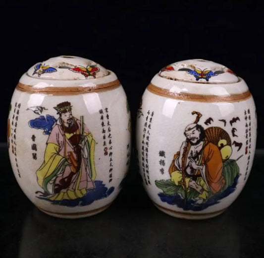 China seiko ceramic eight immortals tank crafts statue A pair