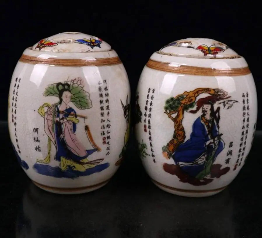 China seiko ceramic eight immortals tank crafts statue A pair
