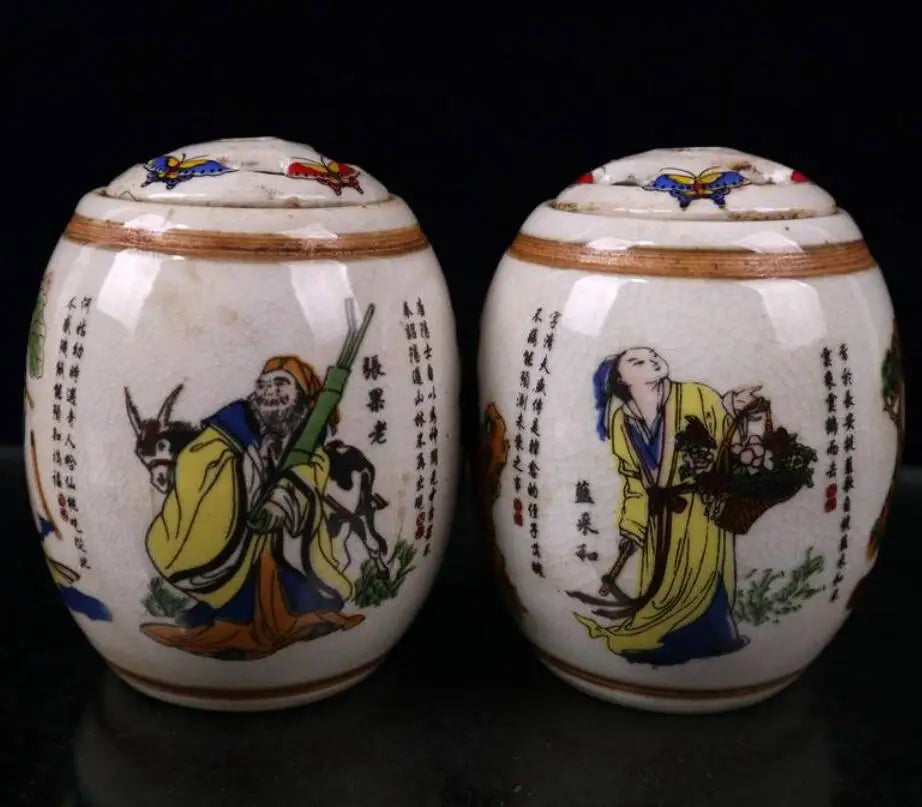 China seiko ceramic eight immortals tank crafts statue A pair