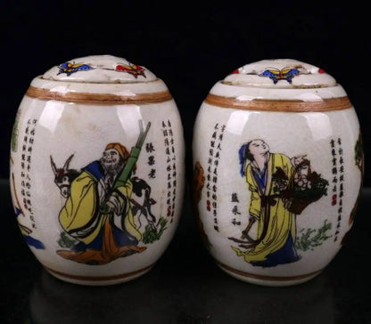 China seiko ceramic eight immortals tank crafts statue A pair