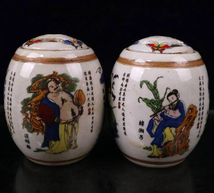 China seiko ceramic eight immortals tank crafts statue A pair