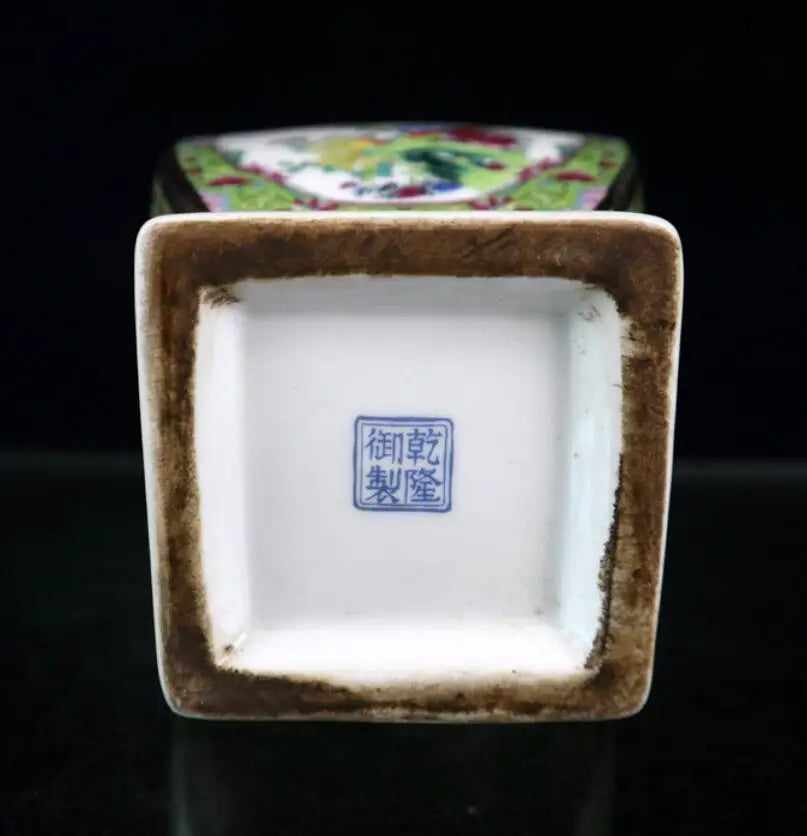 China seiko ceramic flowers bird four square vase crafts statue