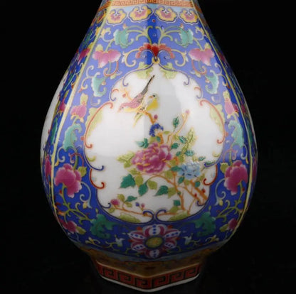 China seiko ceramic flowers bird vase crafts statue