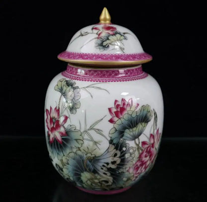 China seiko ceramic lotus lid jar crafts statue