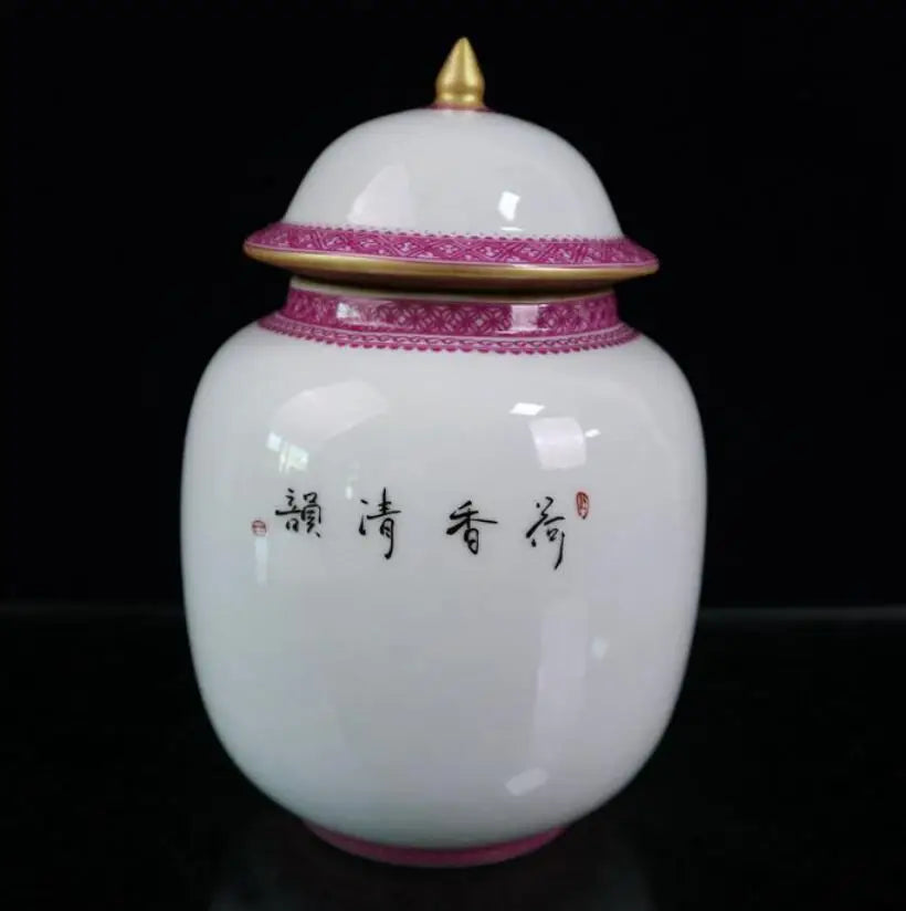 China seiko ceramic lotus lid jar crafts statue