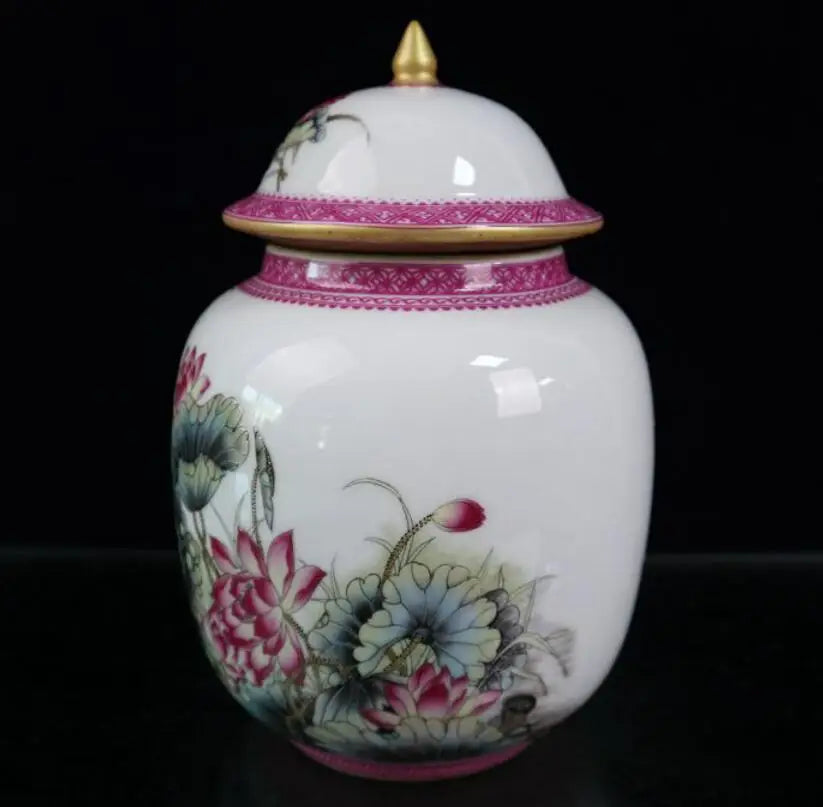 China seiko ceramic lotus lid jar crafts statue