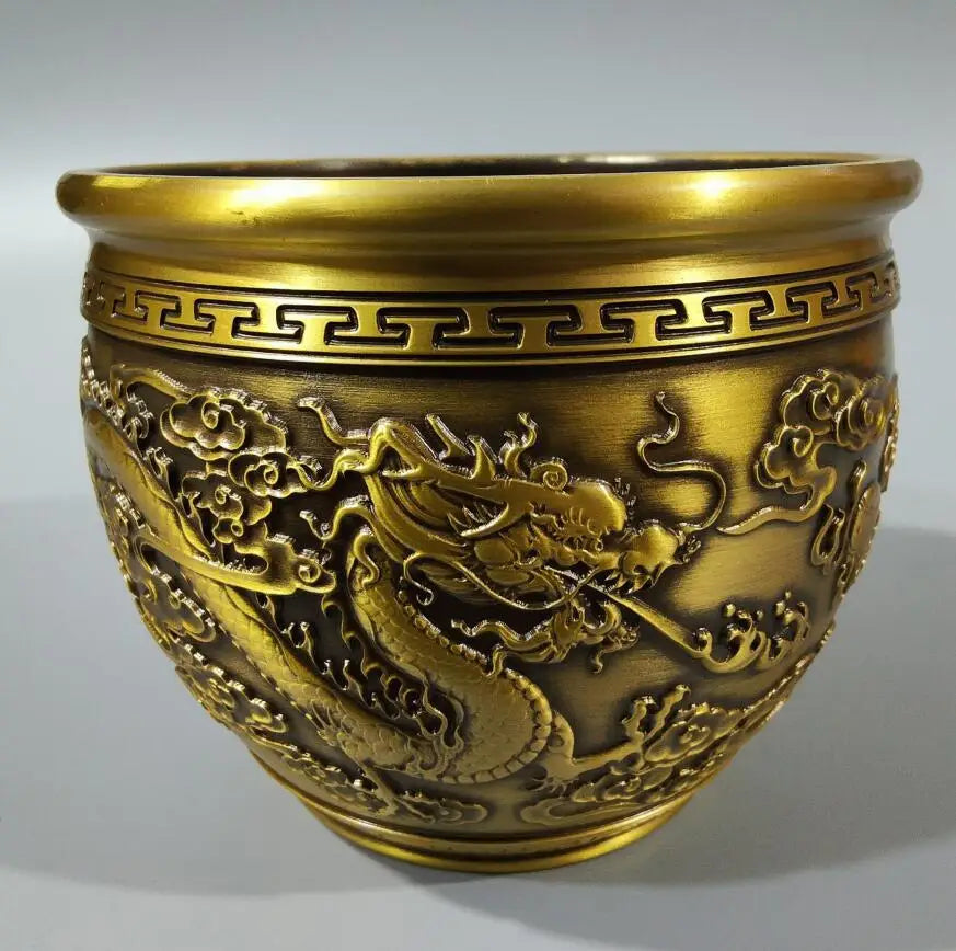 China seiko double dragon crock crafts statue