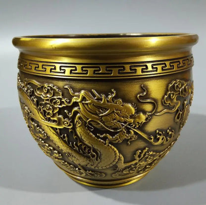 China seiko double dragon crock crafts statue