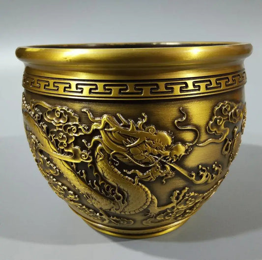 China seiko double dragon crock crafts statue