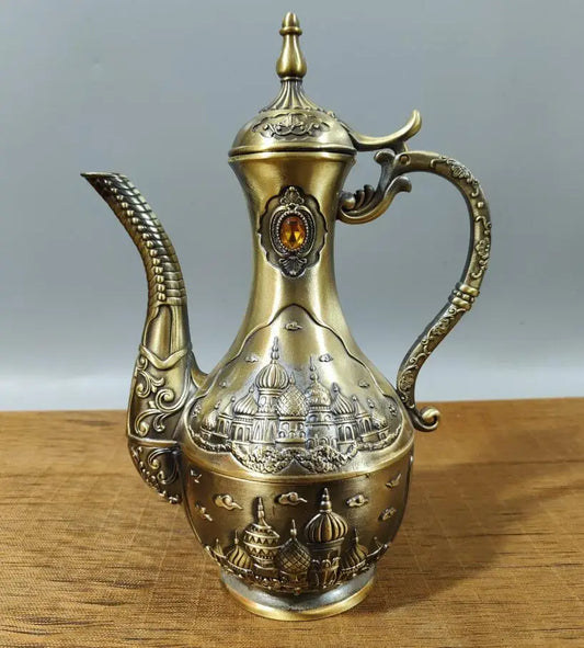 China seiko inlay gem wine pot crafts statue