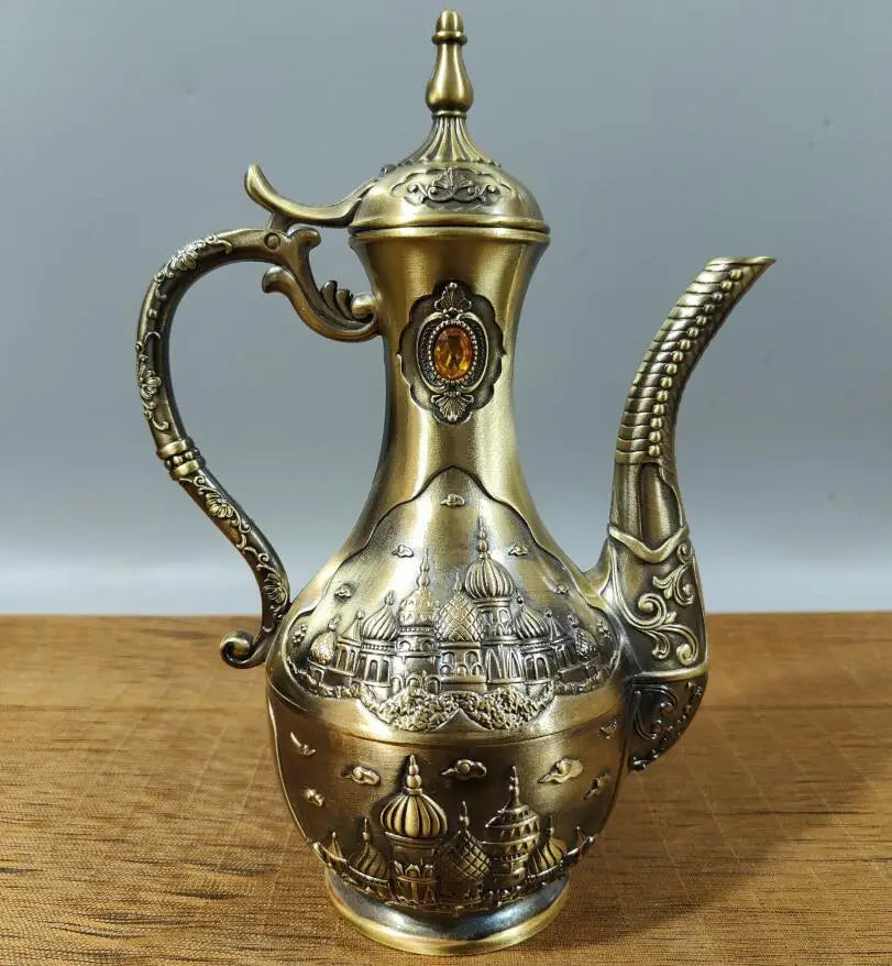 China seiko inlay gem wine pot crafts statue