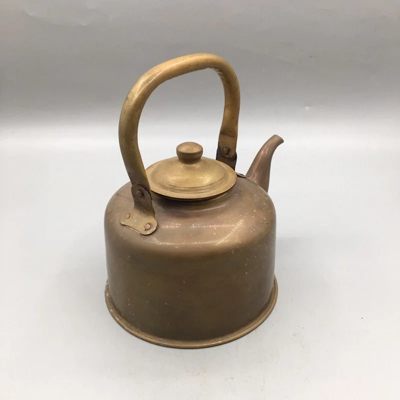 Chines Retro Copper Teapot, Handmade Boiling Water Kettle, High Capacity TeaPot, Red Copper Handicrafts Collection, Bronze