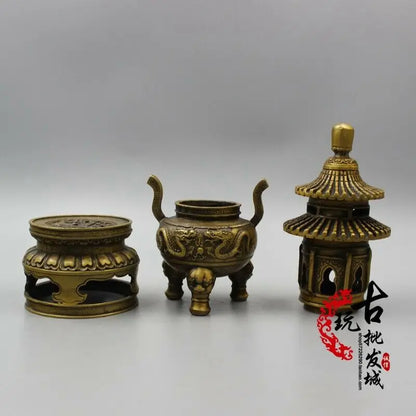 Chinese Ancient Copper Fengshui Copper Ware Ancient Bronze Tower Incense Burner
