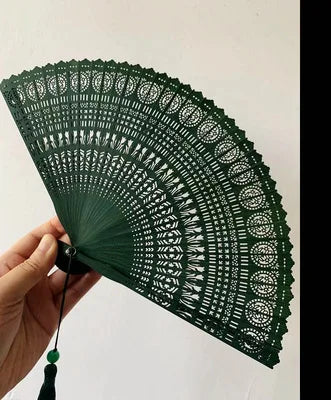 Chinese Ancient Style Portable Bamboo Hand Fan Foldable For Women Ladies Summer Costume Han Fu Dance Cheongsam with Tassel