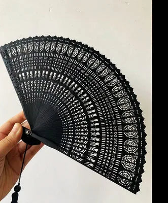 Chinese Ancient Style Portable Bamboo Hand Fan Foldable For Women Ladies Summer Costume Han Fu Dance Cheongsam with Tassel