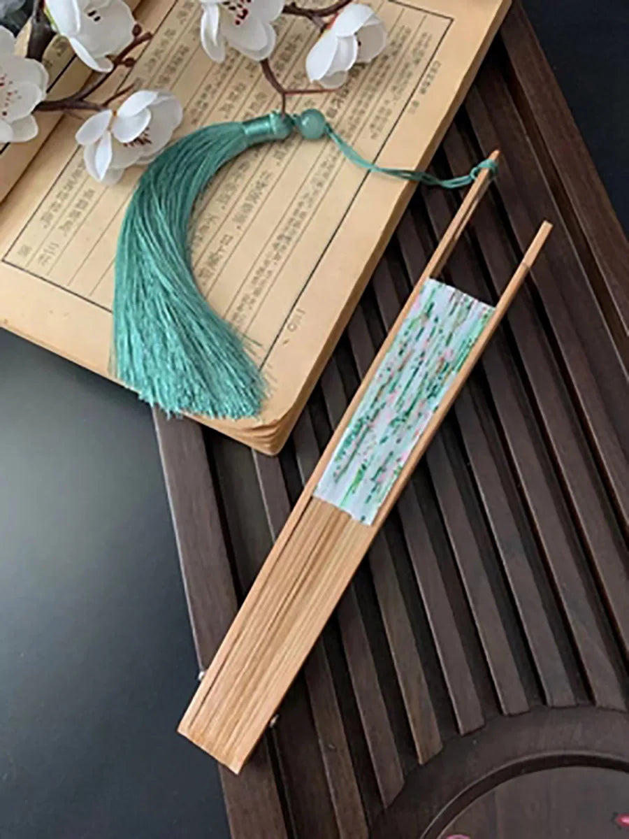 Chinese Ancient Style Portable Bamboo Round Shape Circle Hand Fan Foldable For Ladies Summer hanfu Dance Party Decor Folding