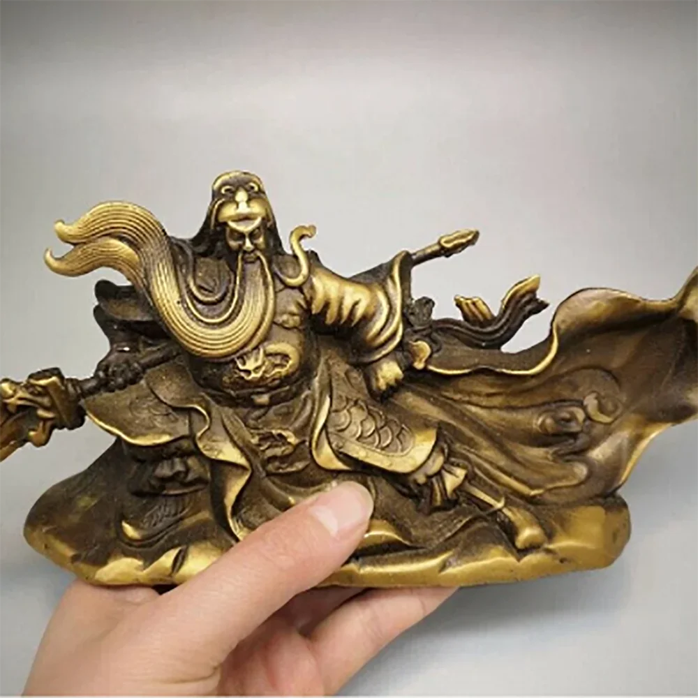 Chinese Antique Feng Shui Copper Ware Brass Guan Gong Statue cc99